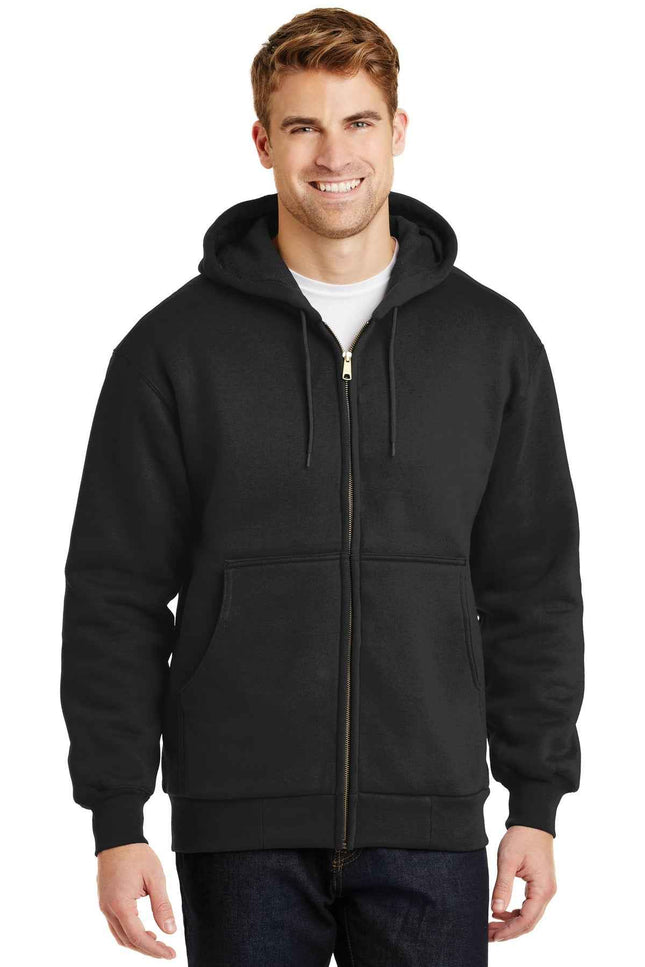 CornerStone Heavyweight FullZip Hooded Sweatshirt with Thermal Lining CS620 Black