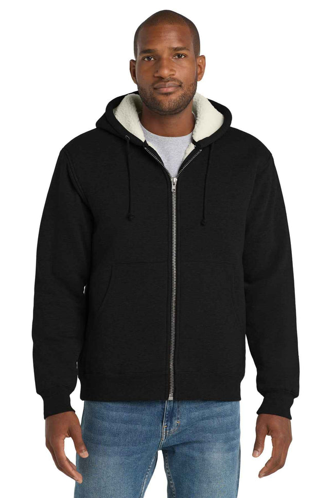 CornerStone Heavyweight SherpaLined Hooded Fleece Jacket CS625 Black