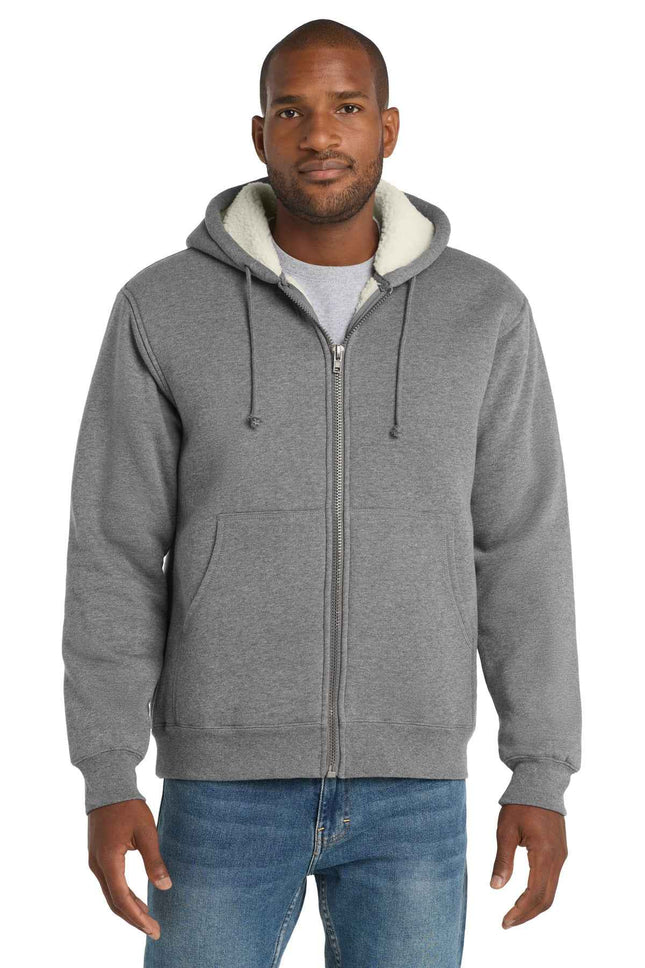CornerStone Heavyweight SherpaLined Hooded Fleece Jacket CS625 Grey