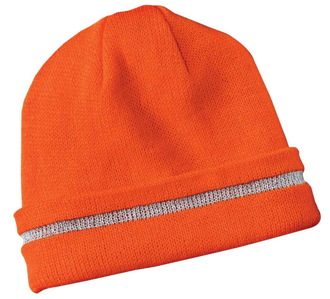 CornerStone Enhanced Visibility Beanie with Reflective Stripe CS800 Safety Orange Reflective OSFA
