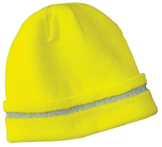 CornerStone Enhanced Visibility Beanie with Reflective Stripe CS800 Safety Yellow Reflective OSFA