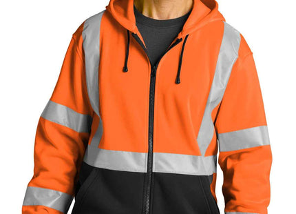 CornerStone A107 Class 3 HeavyDuty Fleece FullZip Hoodie CSF300 Safety Orange
