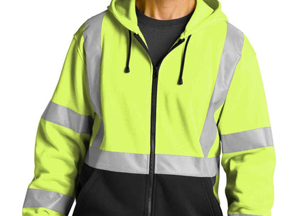 CornerStone A107 Class 3 HeavyDuty Fleece FullZip Hoodie CSF300 Safety Yellow