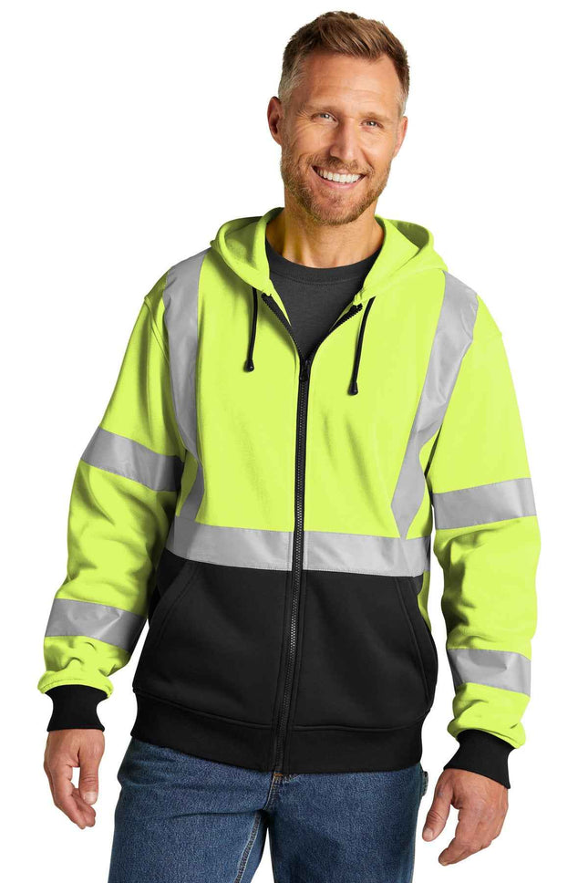 CornerStone A107 Class 3 HeavyDuty Fleece FullZip Hoodie CSF300 Safety Yellow