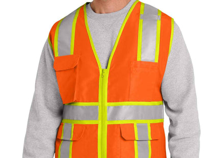 CornerStone ANSI 107 Class 2 Surveyor Zippered TwoTone Vest CSV105