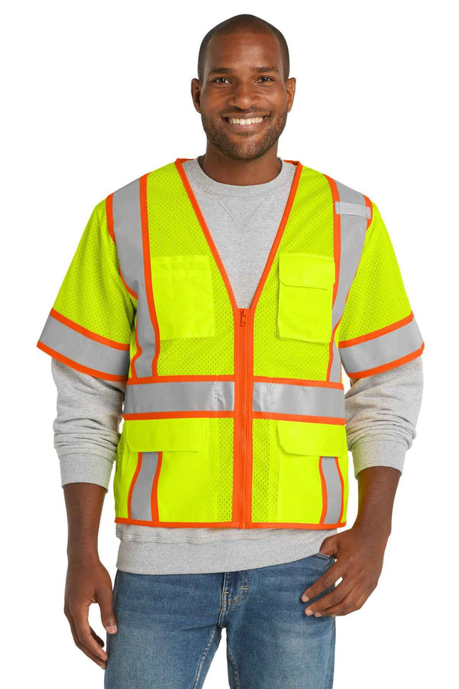 CornerStone ANSI 107 Class 3 Surveyor Mesh Zippered TwoTone Short Sleeve Vest CSV106