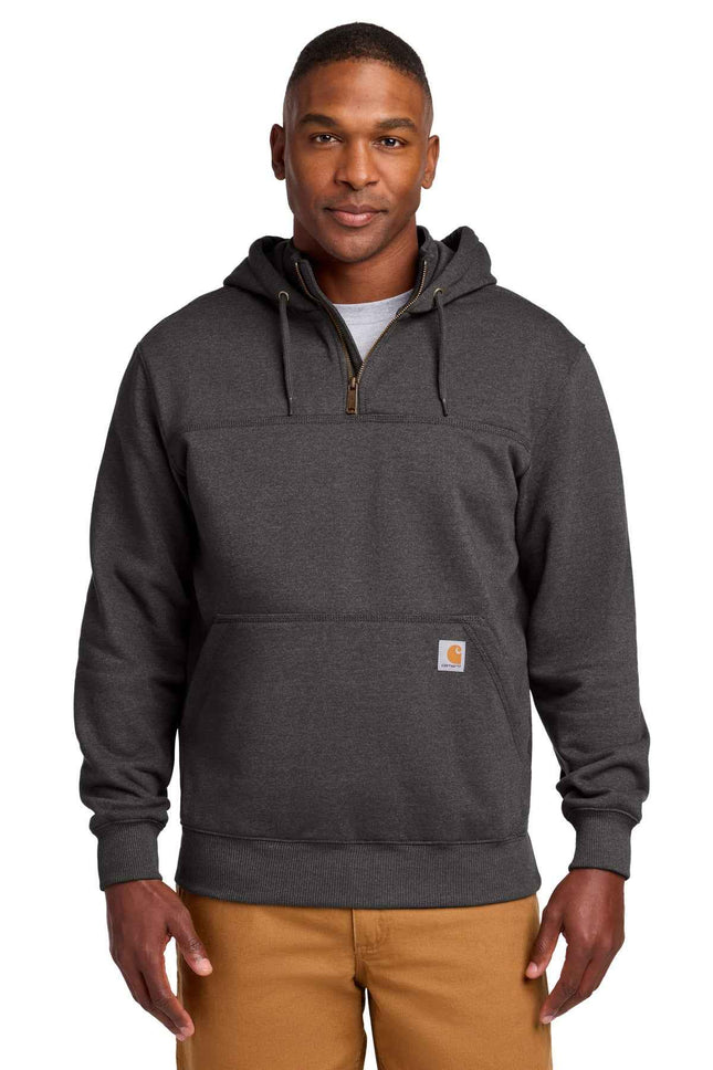 Carhartt Rain Defender Paxton Heavyweight Hooded Zip Mock Sweatshirt CT100617 Carbon Heather