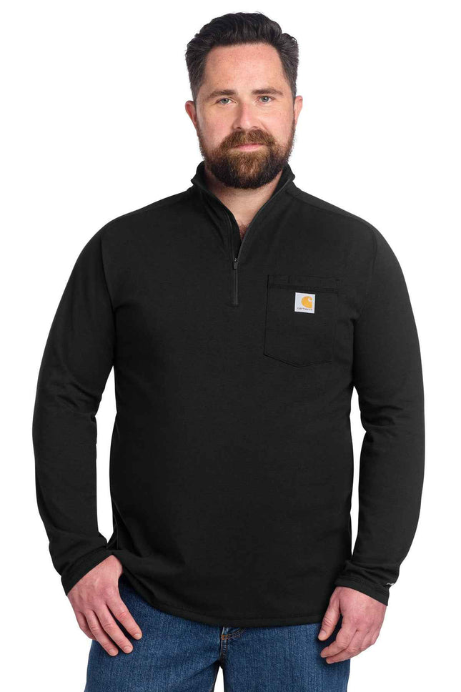 Carhartt Force 1/4Zip Long Sleeve T Shirt CT106660 Black