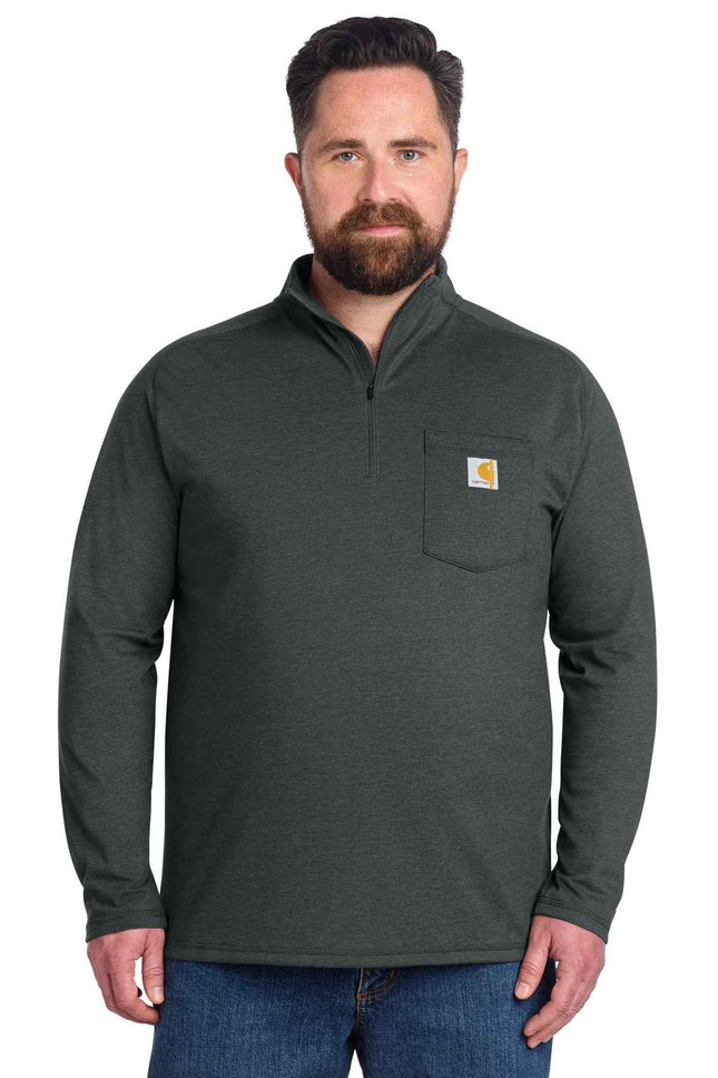Carhartt Force 1/4Zip Long Sleeve T Shirt CT106660 Carbon Heather