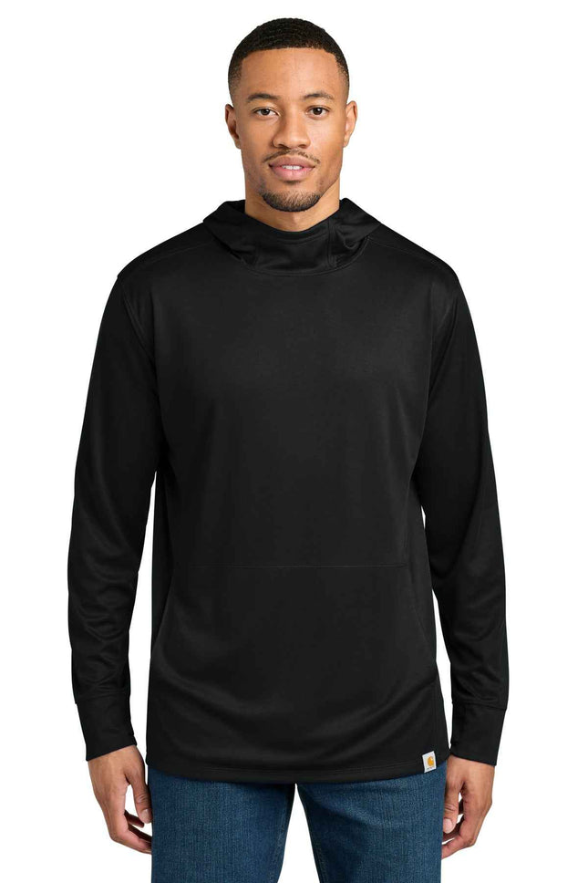 Carhartt Force Sun Defender Long Sleeve Hooded T Shirt CT106923 Black