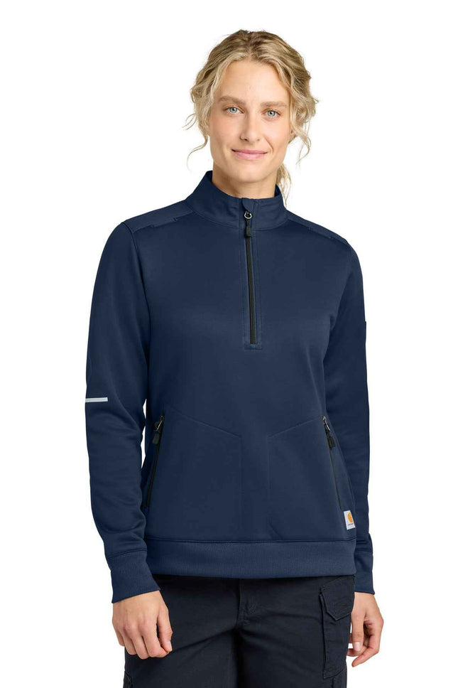 Carhartt Women's FLD & RSCU 1/2Zip MidLayer CTC82912 Dark Navy