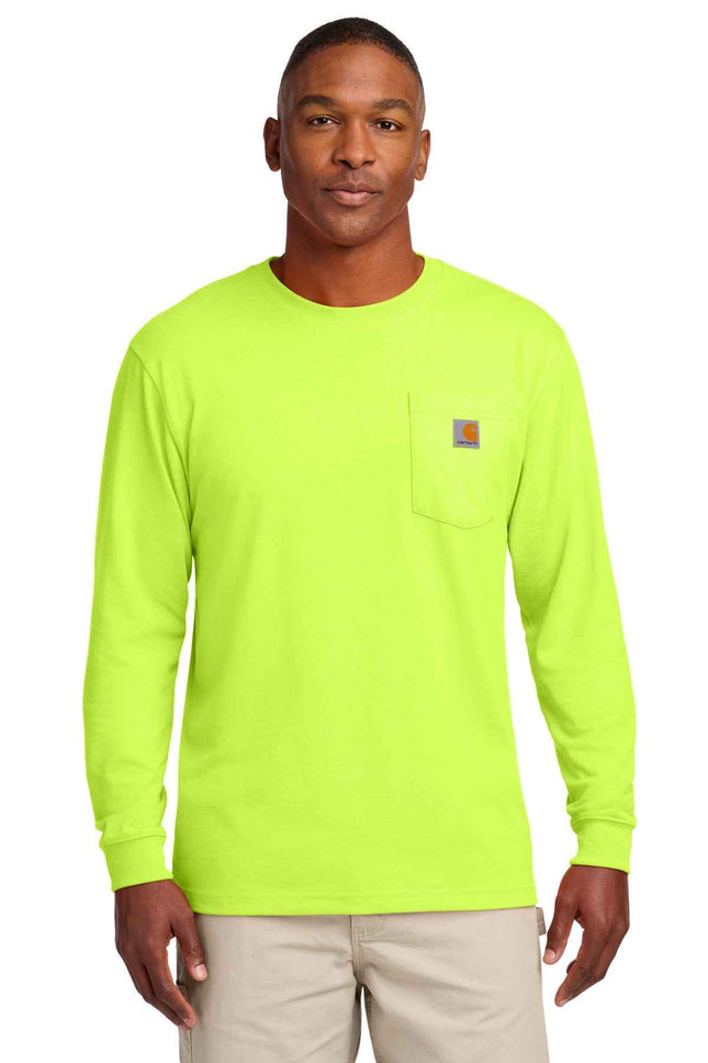 Carhartt Workwear Pocket Long Sleeve T Shirt CTK126 Brite Lime