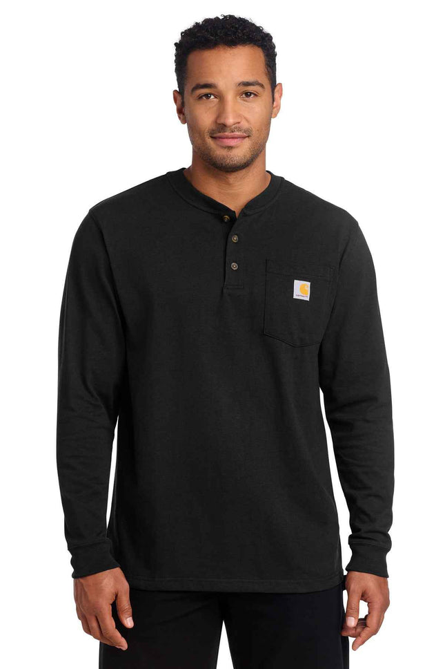 Carhartt Long Sleeve Henley T Shirt CTK128 Black