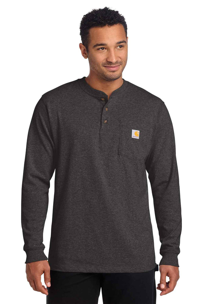 Carhartt Long Sleeve Henley T Shirt CTK128 Carbon Heather