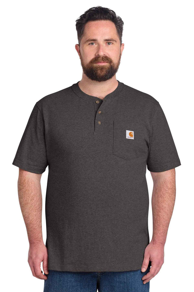 Carhartt Short Sleeve Henley T Shirt CTK84 Carbon Heather