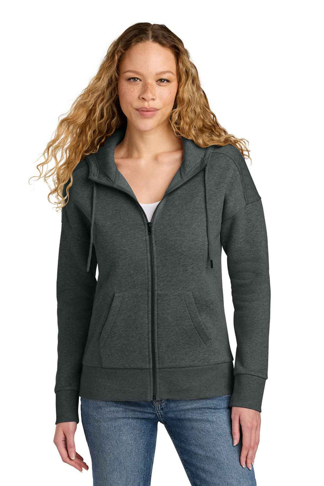 District Women's Perfect Weight Fleece Drop Shoulder FullZip Hoodie DT1104