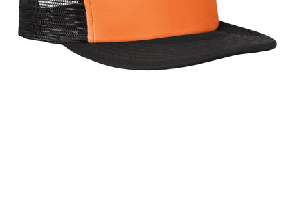 District Flat Bill Snapback Trucker Cap DT624 Neon Orange OSFA