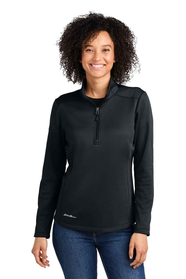 Eddie Bauer Women's Smooth Mid Layer Fleece 1/2Zip EB2370 Black