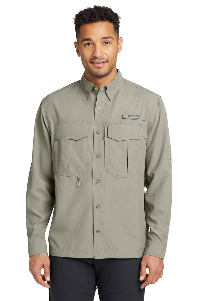 Eddie Bauer Long Sleeve Performance Fishing Shirt EB600 Driftwood