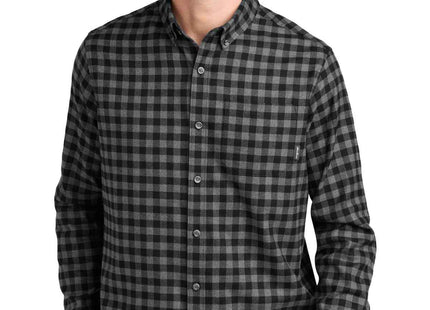 Eddie Bauer Long Sleeve Favorite Flannel Plaid Shirt EB610 Deep Black Mini Buffalo