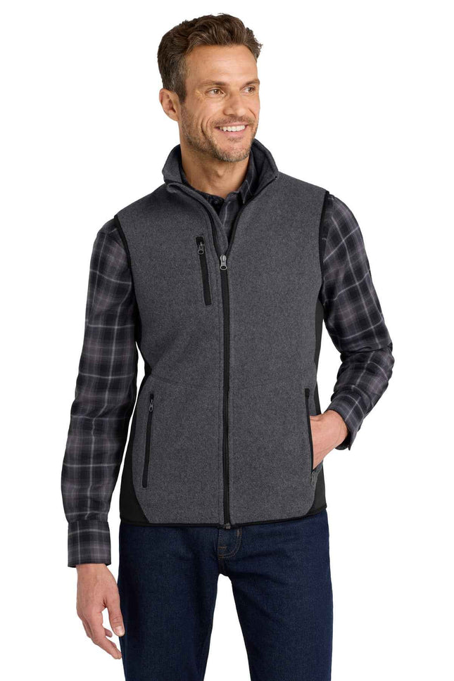 Port Authority RTek Pro Fleece FullZip Vest F228 Charcoal Heather Black