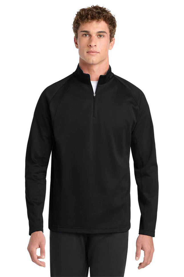 SportTek SportWick Fleece 1/4Zip Pullover F243 Black Silver