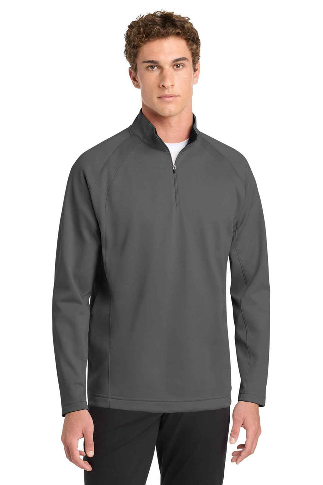SportTek SportWick Fleece 1/4Zip Pullover F243 Dark Smoke Grey Black