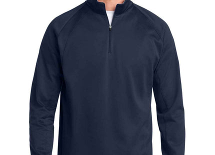 SportTek SportWick Fleece 1/4Zip Pullover F243 Navy Silver