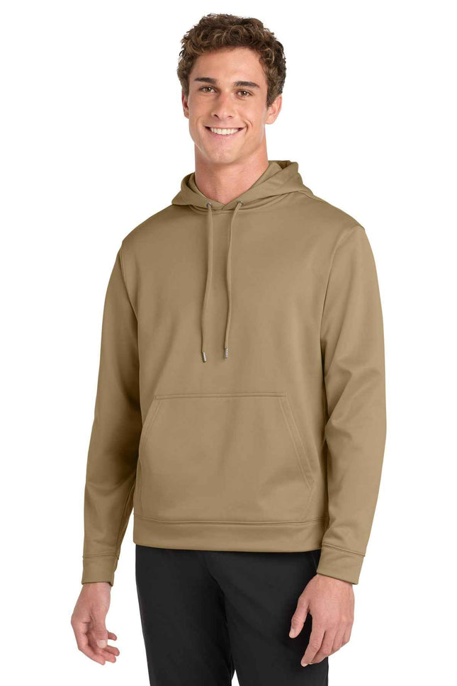 SportTek SportWick Fleece Hooded Pullover F244 Coyote Brown