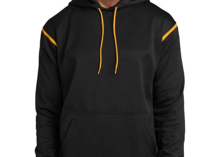 SportTek Tech Fleece Colorblock Hooded Sweatshirt F246 Black Gold