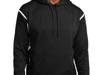 SportTek Tech Fleece Colorblock Hooded Sweatshirt F246 Black White