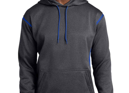 SportTek Tech Fleece Colorblock Hooded Sweatshirt F246 Graphite Heather True Royal