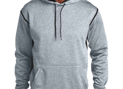 SportTek Tech Fleece Colorblock Hooded Sweatshirt F246 Grey Heather Black