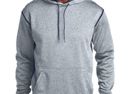 SportTek Tech Fleece Colorblock Hooded Sweatshirt F246 Grey Heather True Navy