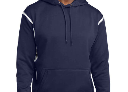 SportTek Tech Fleece Colorblock Hooded Sweatshirt F246 True Navy White