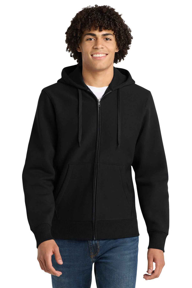 SportTek Super Heavyweight FullZip Hooded Sweatshirt F282 Black