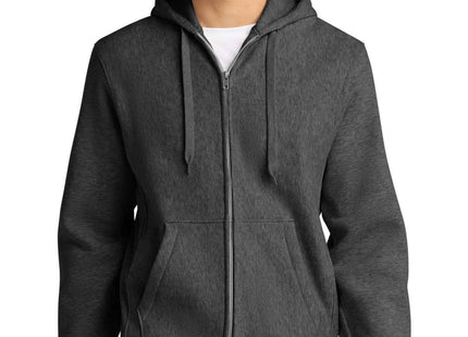 SportTek Super Heavyweight FullZip Hooded Sweatshirt F282 Graphite Heather