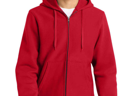SportTek Super Heavyweight FullZip Hooded Sweatshirt F282 Red