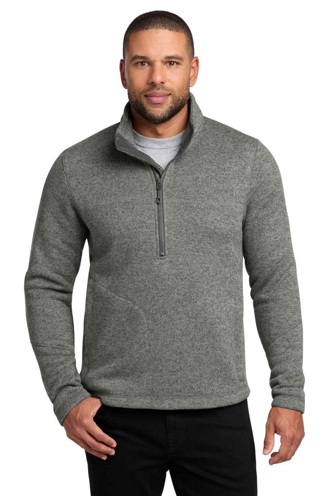 Port Authority Arc Sweater Fleece 1/4Zip F426 Deep Smoke Heather
