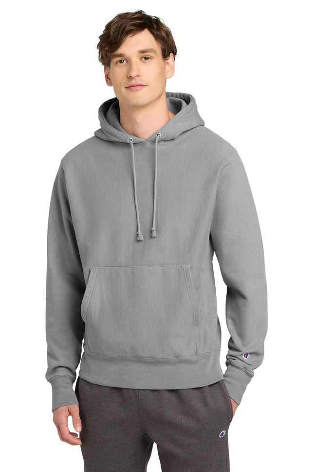 Champion Reverse Weave GarmentDyed Hooded Sweatshirt GDS101 Concrete