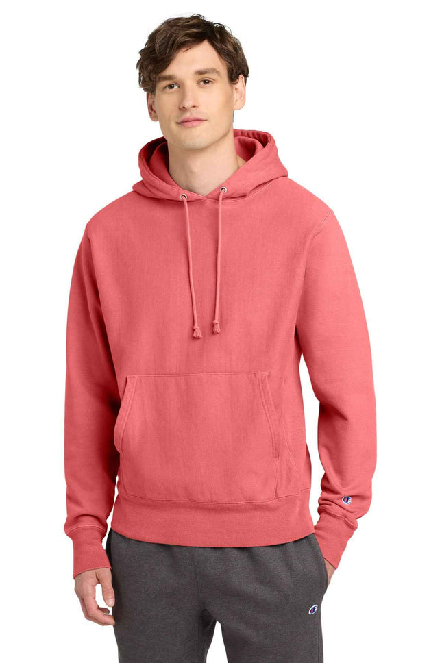 Champion Reverse Weave GarmentDyed Hooded Sweatshirt GDS101 Coral Craze