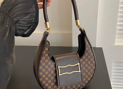Women’s Vintage Floral Print Mini  Chocolate Brown PU Hobo Handbag