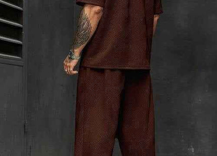 Men's Premium Solid Color Polo Shirt & Pants Set