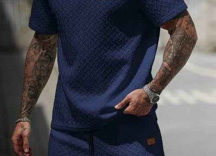Men's Premium Ribbed T-Shirt & Drawstring Shorts Set Royal Blue