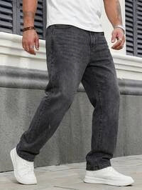 Men's Premium Washed Straight Leg Denim Jeans for Casual Streetwear