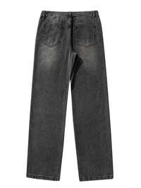 Men's Premium Washed Straight Leg Denim Jeans for Casual Streetwear
