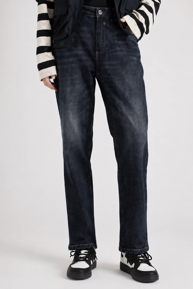 Men's Premium Retro Washed Straight Leg Cotton Denim Jeans