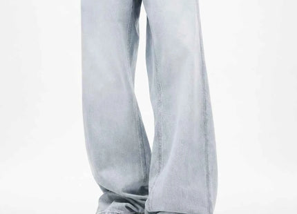 Premium Straight-Cut High-Rise Denim Jeans Blue