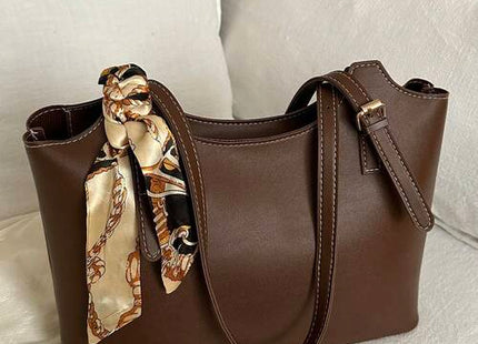 Women’s Minimalist Letter Print Shoulder Bag with Scarf