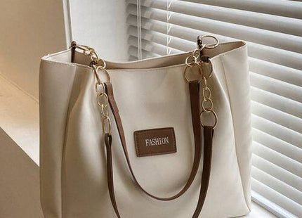 Women’s Letter Patch Zipper Tote Bag